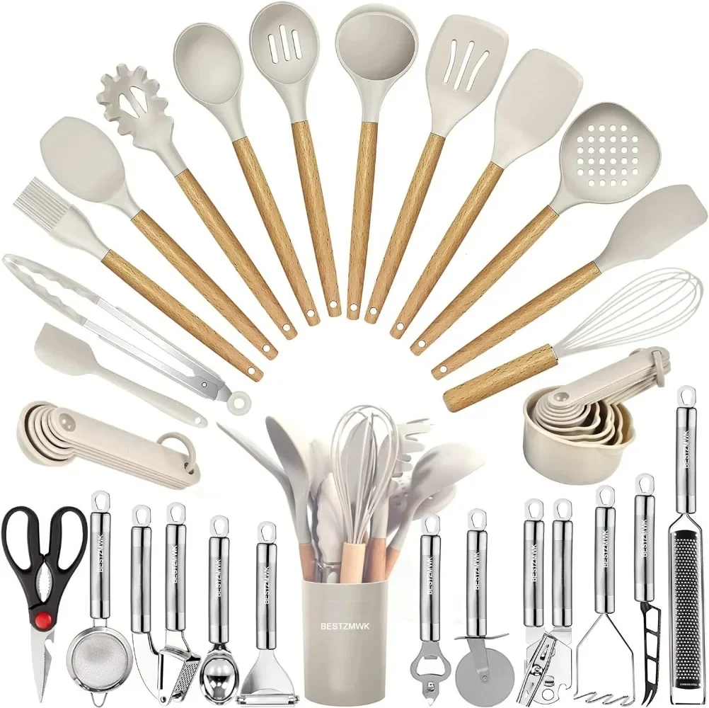 

Cooking Utensils Set-35 PCs Kitchen Utensils with Grater,Tongs,Spoon Spatula &Turner Made of Heat Resistant Food Grade Silicone