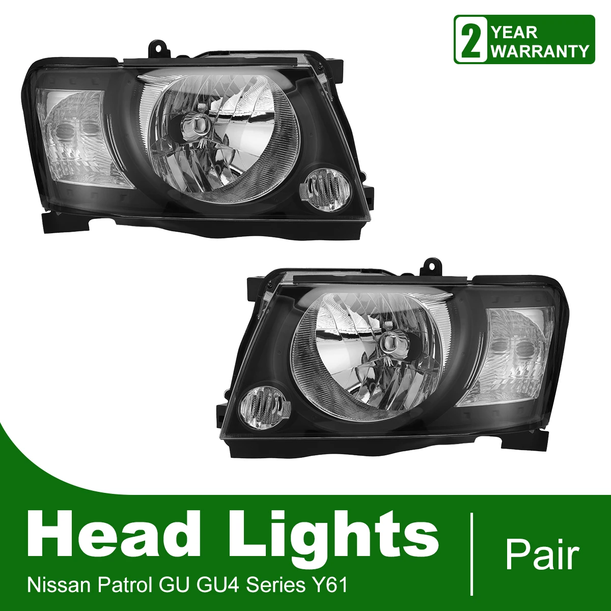 1 pair Headlight For Nissan Patrol GU4 GU5 GU6 GU7 GU8 GU9 Y61 Car Head Lamp w/Corner Lights Waterproof Front Bumper Headlight