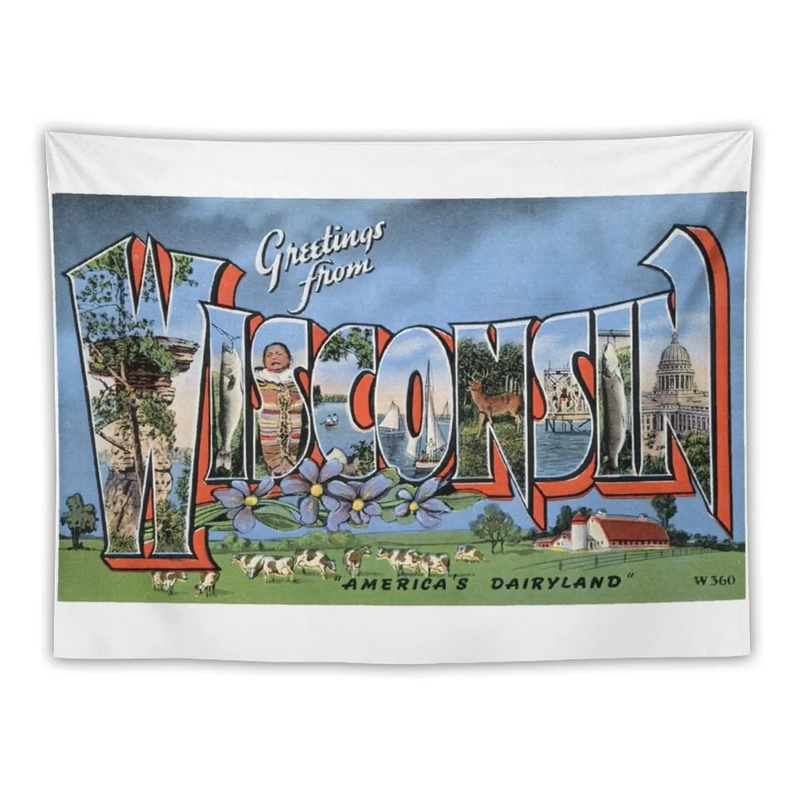 Greetings From Wisconsin Tapestry Wall Carpet Wallpaper Bedroom Tapestry