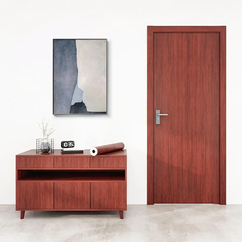 45cm Width Waterproof Self Adhesive Wood Grain Sticker Door Cabinet Desktop Modern Furniture Renovation Peel and Stick Wallpaper