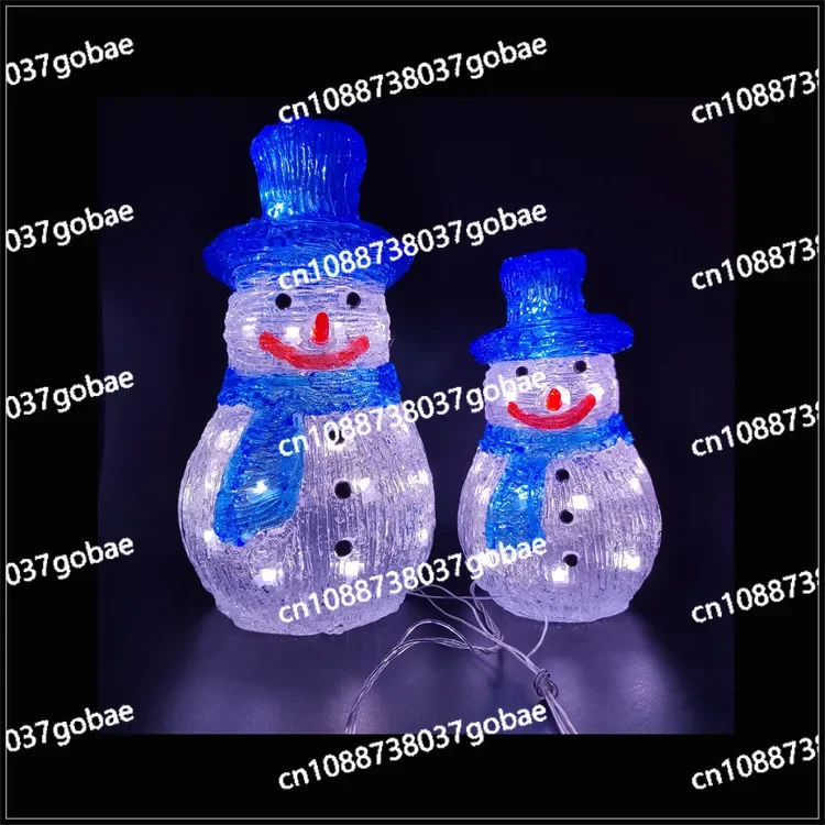 Illuminated Christmas snowman, decorative scene arrangement props snowman ornament