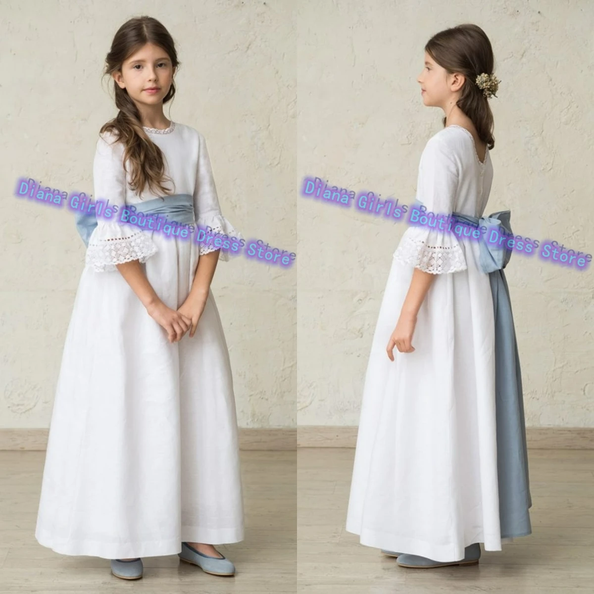 Elegant Baptism Communion Gowns Flower Girls Dress Little Girls Princess Ball Gown for Kids Birthday Evening Customised Dresses