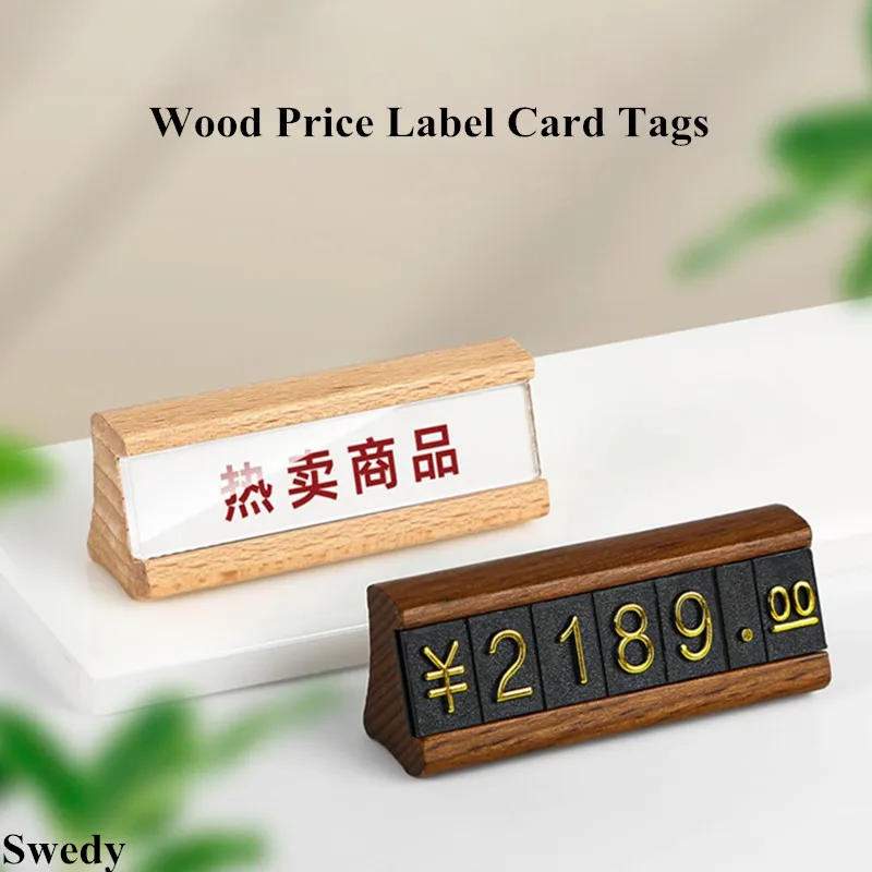 Small Adjustable Number Wood Price Cube Tags For Jewelry Label Holder Display Stand Mini Price Label Card Sign Holder Tags