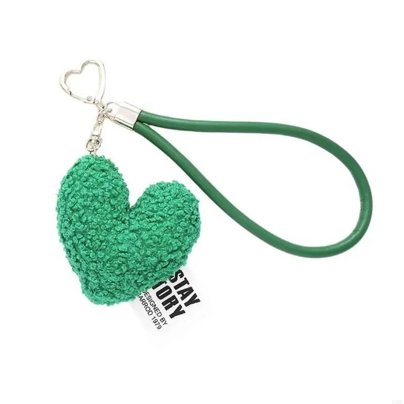 Heart Plush Wristlet Keychain Bag Pendant for Women Valentines Day Gift Coin Purse Backpack Bag Charm Gift