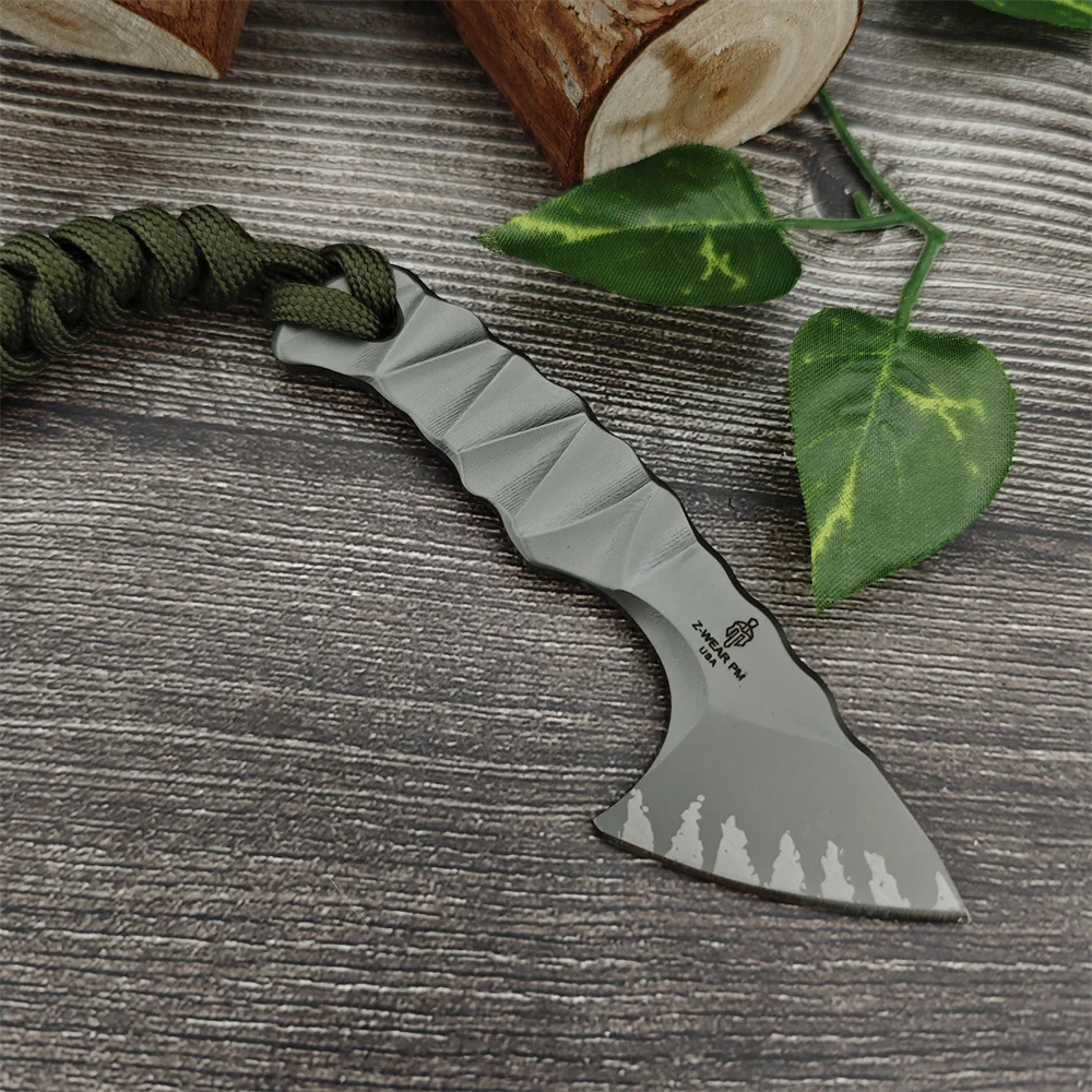 Portable Mini Full Tang Z-Wear Steel Fixed Blade Knife Outdoor Survival Pocket Knives Camping Hand EDC Tool with Cowhide Sheath