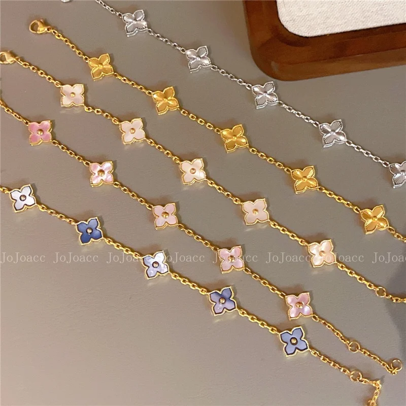 Fashion Personalized Natural Shell Stone Flower Bracelet for Women 2025 New Stainless Steel Jewelry Bracelet Anniversary Gift