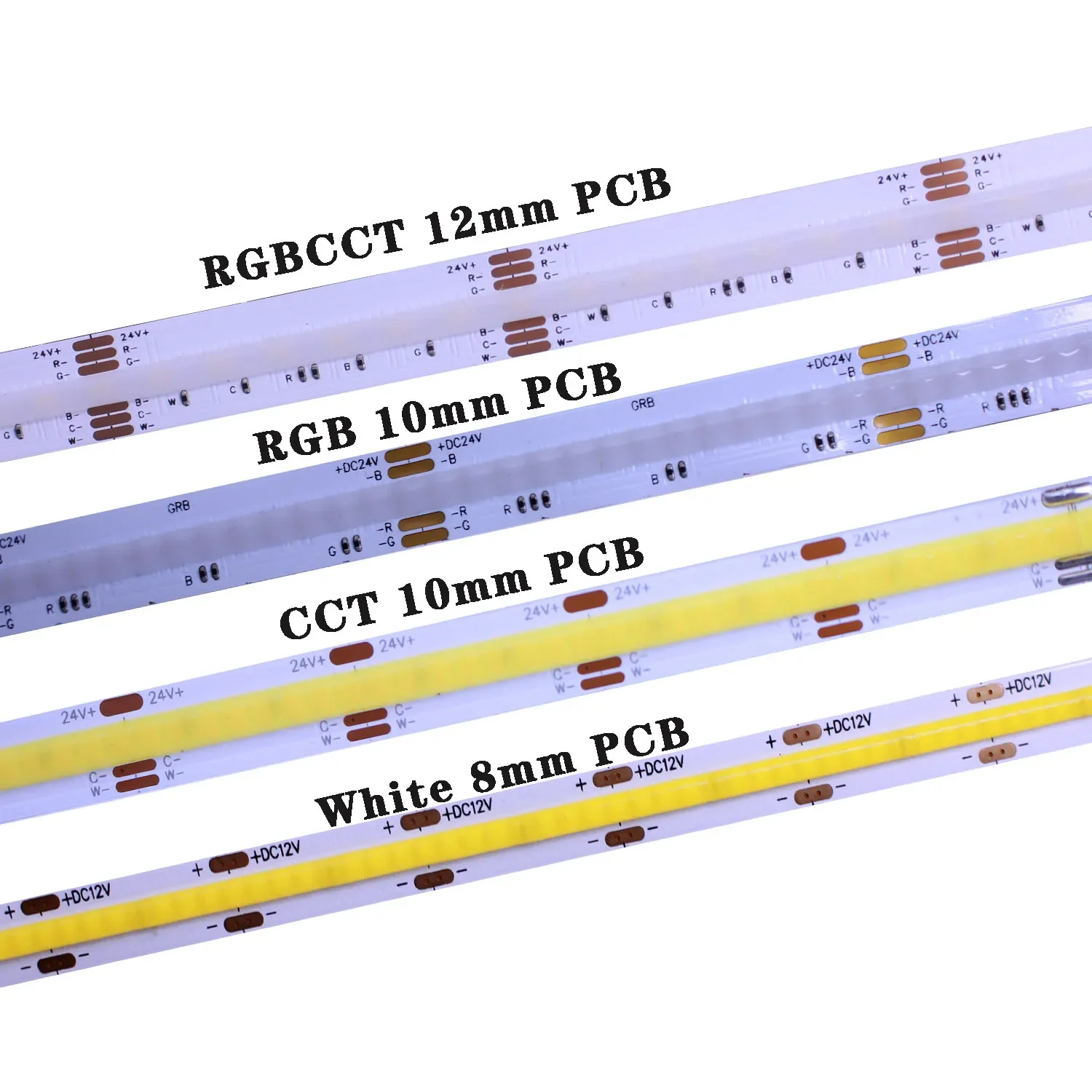 

RGB RGBCCT CCT COB LED Strip 12V 24V 608 810 840LEDs/m flessibile Tape LED Light ip20 ip67 white warm white 3000K 6000k