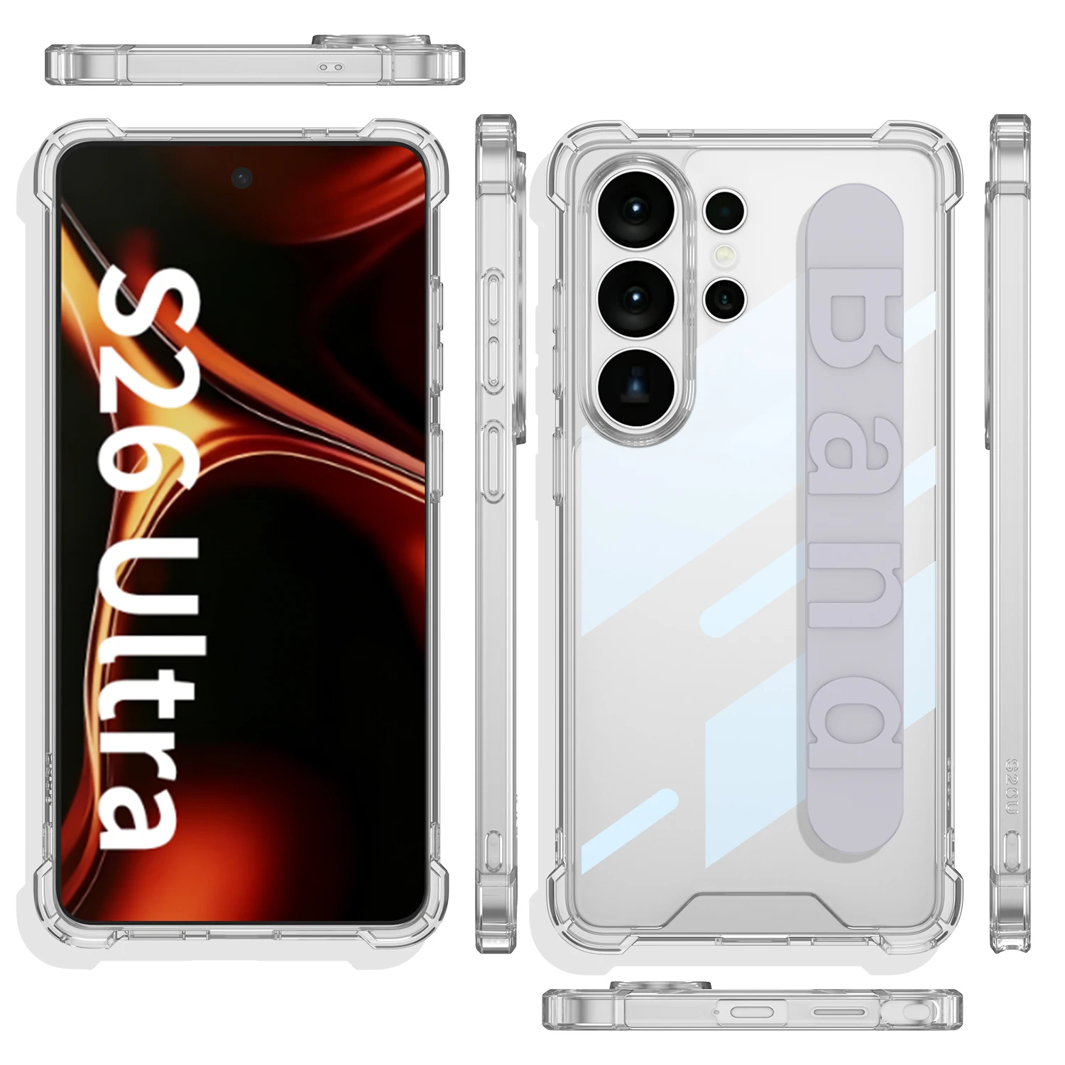 Przezroczyste, elastyczne etui na telefon z paskiem na nadgarstek do Samsung Galaxy S26 Ultra S26 Plus S26, odporne na wstrząsy etui z poduszką powietrzną do Samsung S26 Ultra — zdjęcie produktu 5