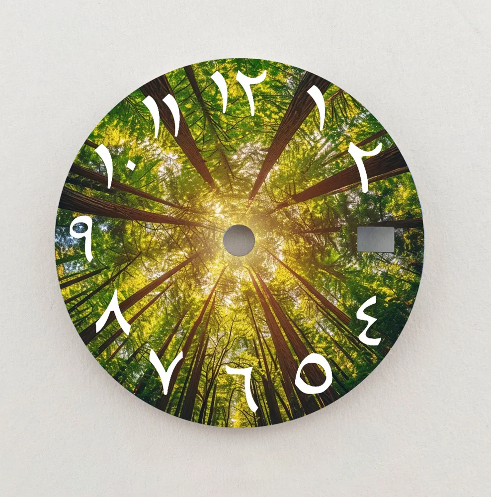 Esfera NH35 de bosque Natural, esfera de números arábigos de 28,5mm, esfera NH36 compatible con piezas de reloj de movimiento NH35/36, logotipo personalizado de repuesto