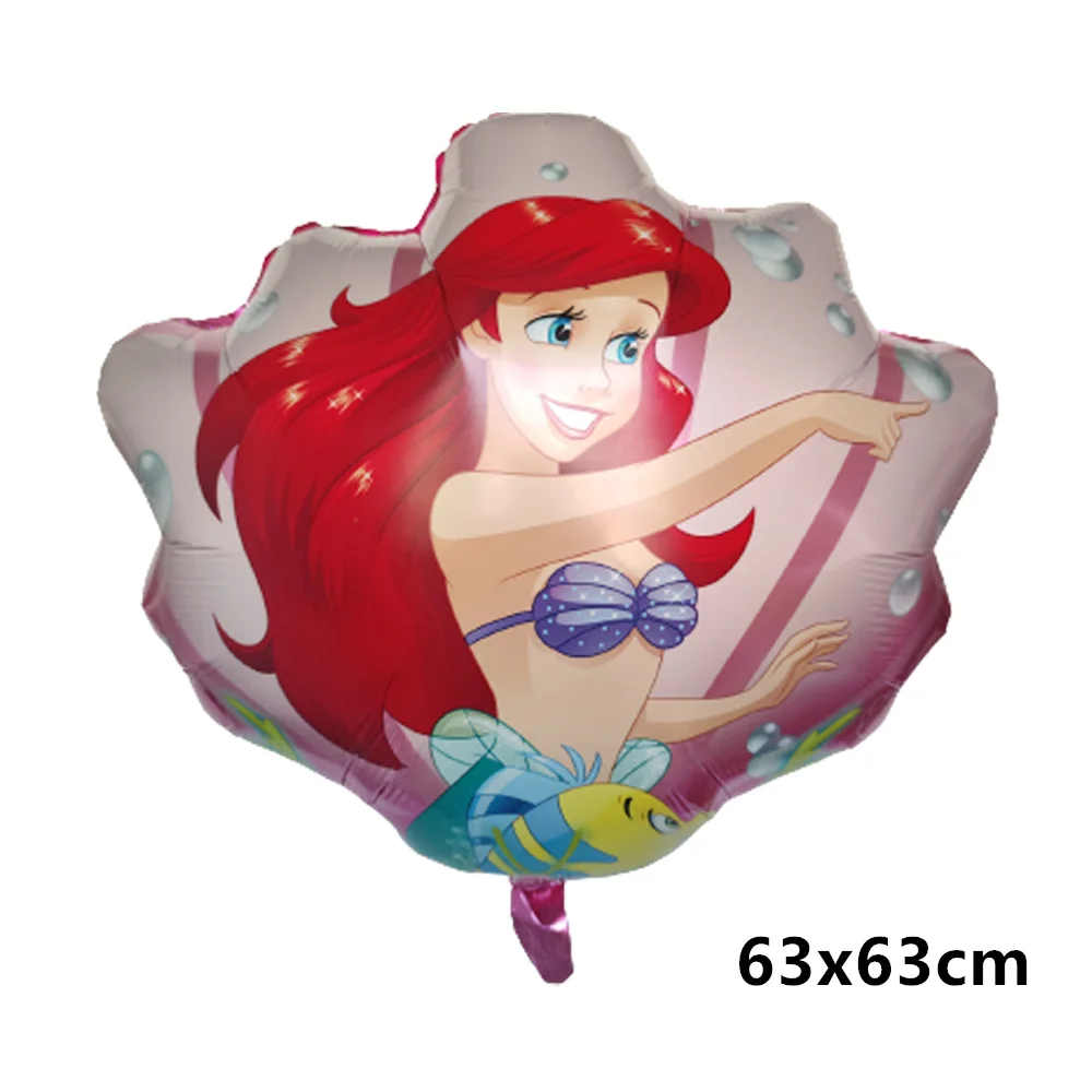 Juego de globos de aluminio de La Sirenita de Disney, decoración para fiesta de cumpleaños, princesa Ariel, Baby Shower, 50 piezas