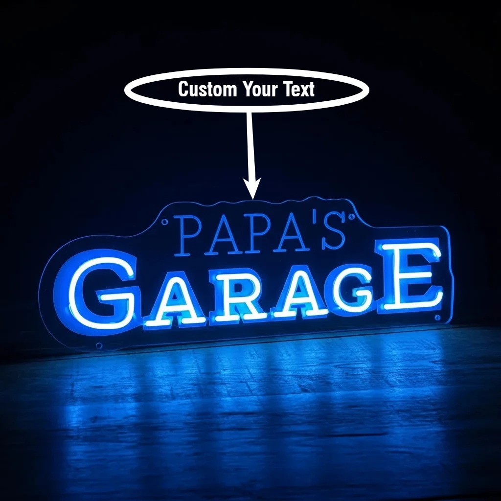 

Custom Garage Neon Signs USB Wall-Mounted Garage Decor LED White Auto Light for Showrooms Name Gifts Circular Energy-Efficient