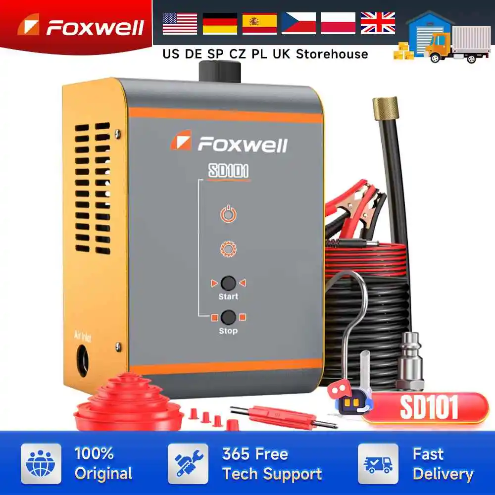 

FOXWELL SD101 Car Smoke Leak Detector 12V Automotive EVAP Leakage Detector Tester Fuel Oil Pipe Automotive Smoke Machine Tools