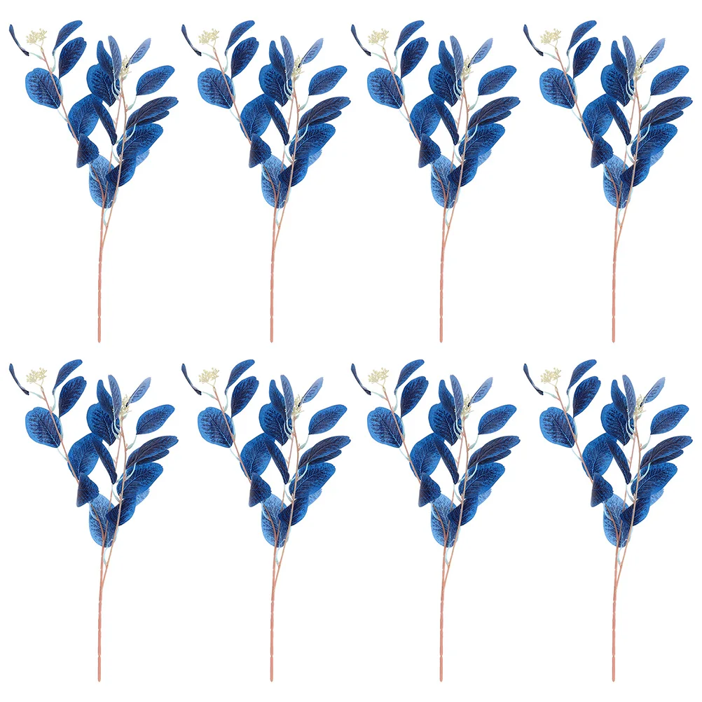 

8 Pcs Simulated Eucalyptus Leaves Artificial Stems Faux Decorations Home Wedding Floral Arrangements Fall Red Color