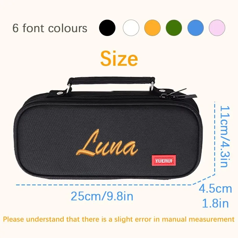 Customised Embroidery High-Quality Thickened Oxford Fabric Pencil Case, Back-to-School Season Gifts Multi Functional Storage Box