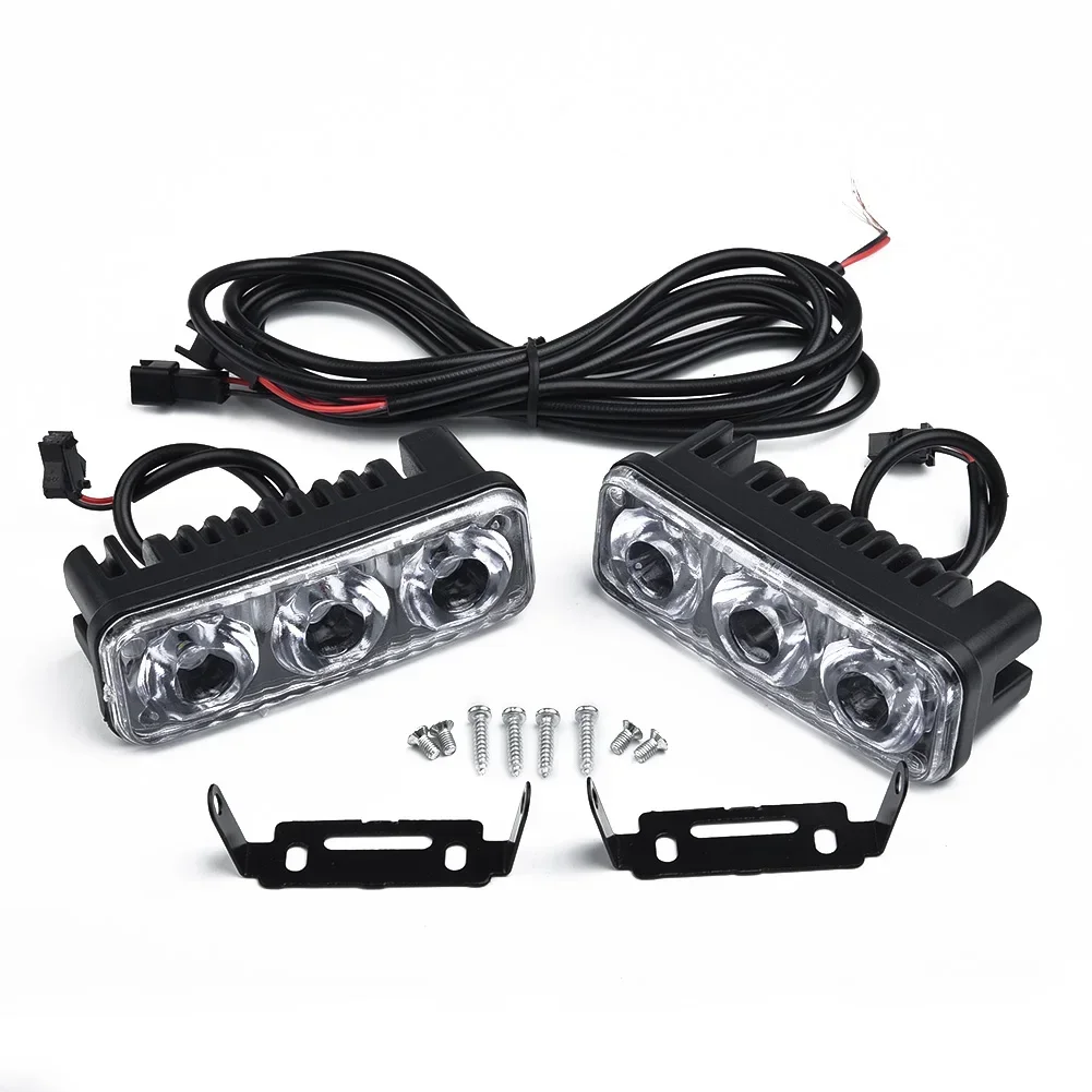 2PCS 9W 3 LED Car Work Light DRL Spotlight High Bright Waterproof Auto Offroad SUV Truck Headlights Driving Lamp 12V 6000K