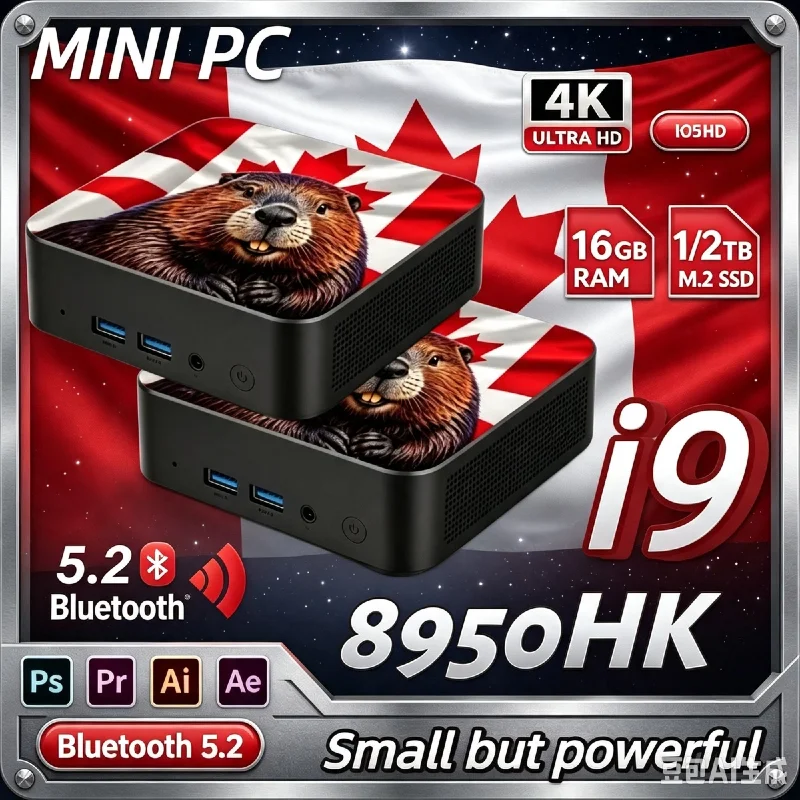 Pc Gaming Ultra - 2026年超薄型カナダ国旗ミニPC インテル Core i9‑8950HK 16GB RAM