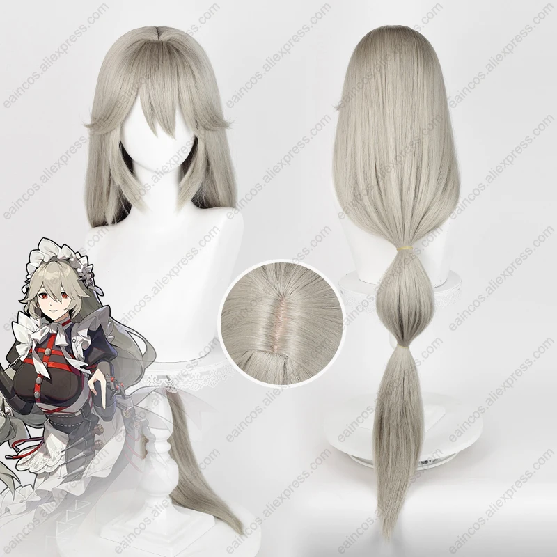 Rina Cosplay Wig Alexandrina Sebastiane 105cm Long Linen Grey Mixed Color Wigs Heat Resistant Synthetic Hair