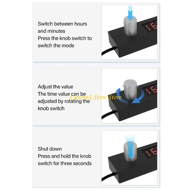 A3PC Adjustable USB Timer Switching Control Cable Auto Power Off 5 Minutes to 24 Hours 55 Minutes for USB Fan and Lamp