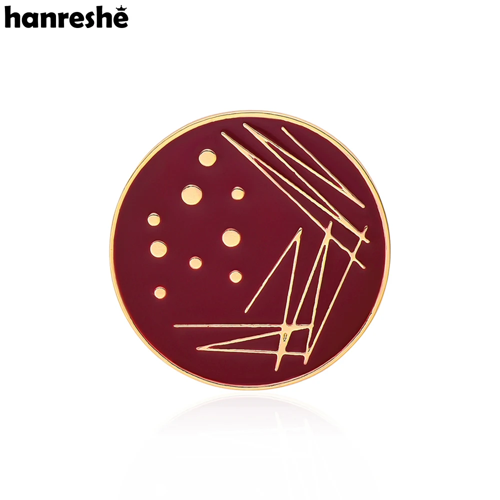 Hanreshe Biology Science Petri Dish Brooch Pins Round Enamel Lapel Backpack Bacteria Medical Badge Jewelry Gift for Biologists