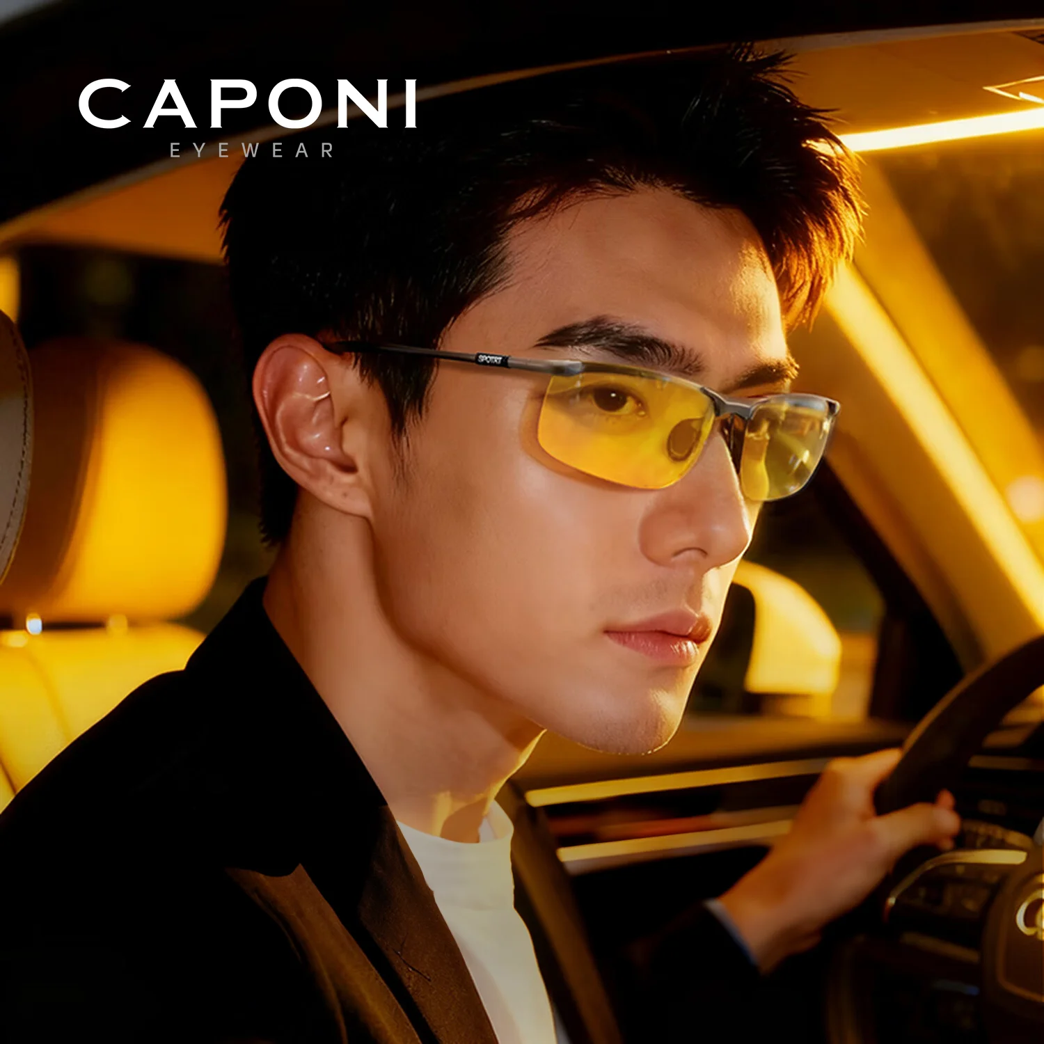 CAPONI Night Vision Men Sunglasses Sports Outdoor Night Driving Photochromic UV400 HD Sun Glasses Protect Yellow Shades BSYS3066