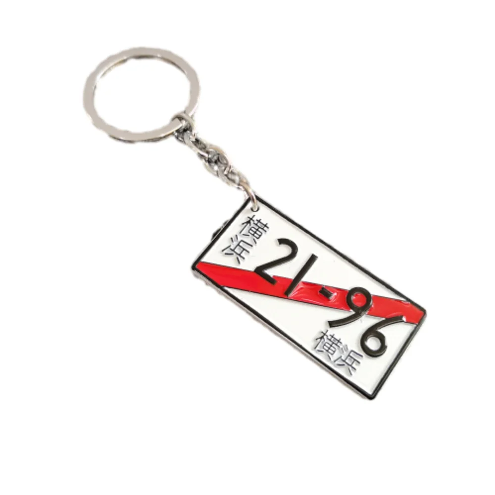 Jdm License Plate Keychain Number Key Tags Racing Style For Yokohama 21-96 Car Accessories Keyring Gadgets For Men Fashion Gift