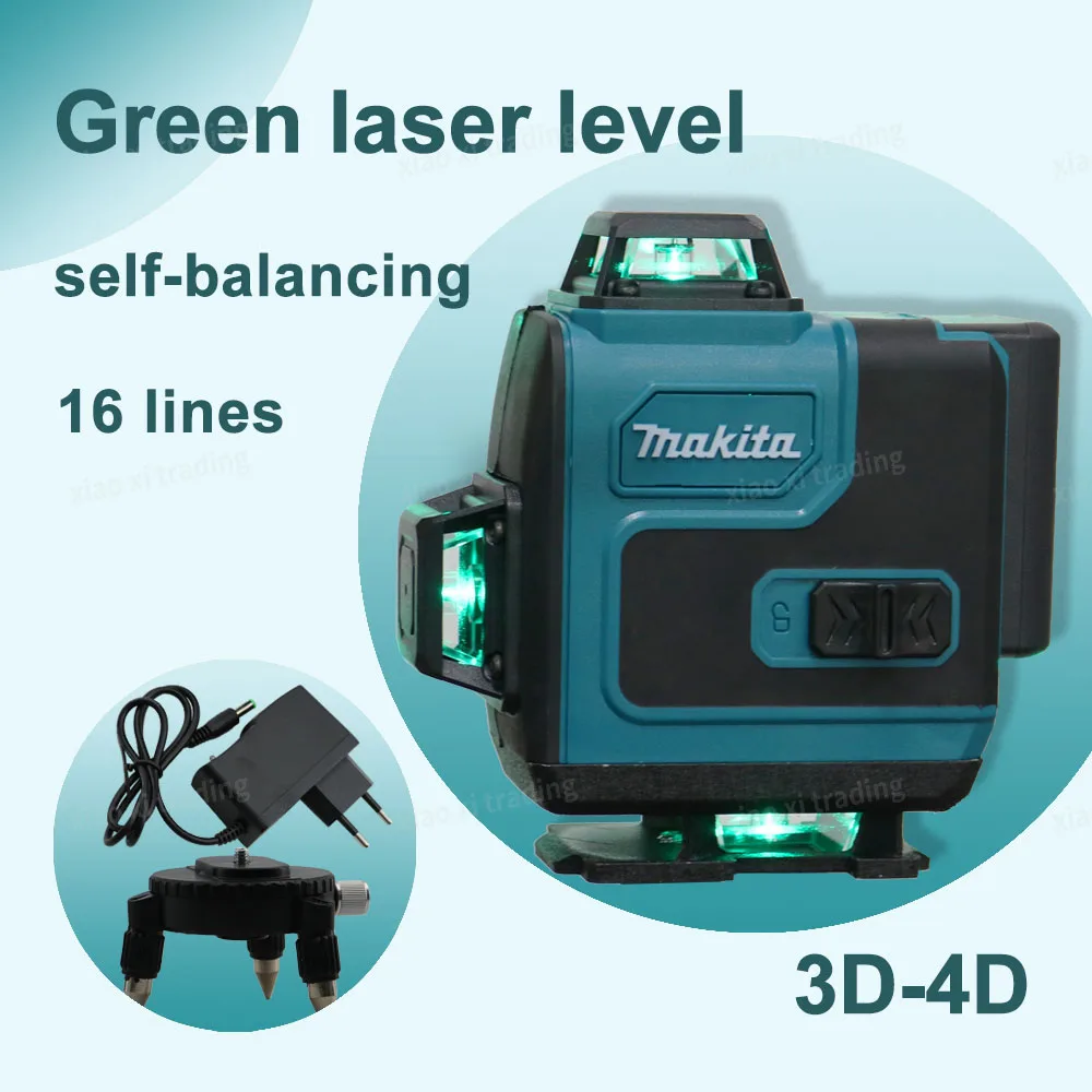 Makita 3D-4D 16 Lines High-precision 360° Horizontal Vertical Green Laser Level Wall Mounted Portable Electric Tools