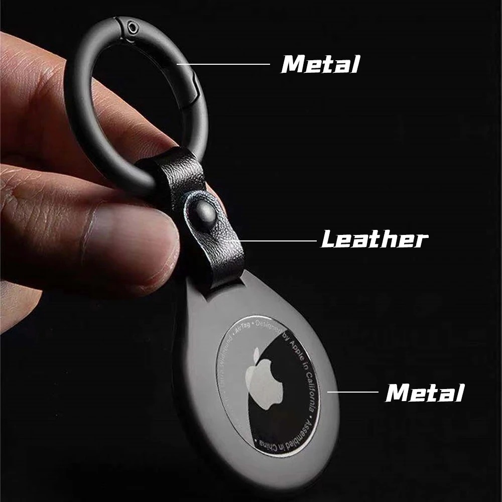 For Airtags Case Metal Keychain for Apple Air Tag Leather Connect Matte Anti-lost Tracker Locator Cover for Pet Bag Luagge