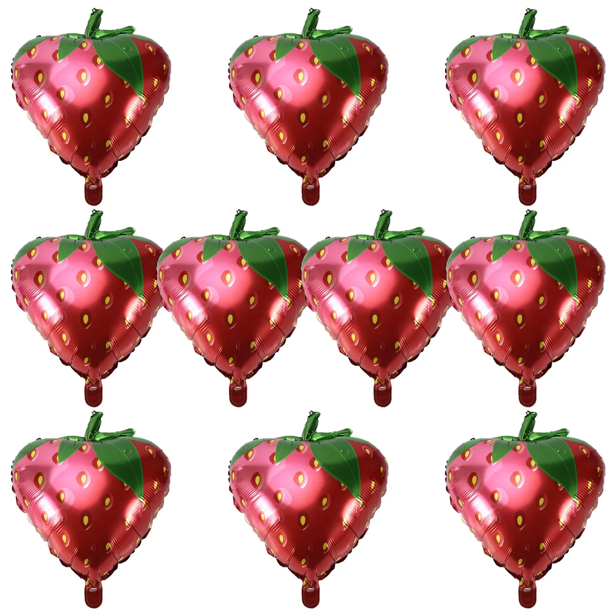 10Pcs Strawberry Balloons Sweet Strawberry Foil Mylar Balloons for Girls Strawberry Themed Birthday Party Decorations