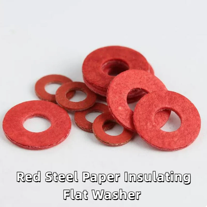 20-100pcs Red Steel Paper Insulating Flat Washer M2 M2.5 M3 M4 M5 M6 M8 M10 M12 M14 M16 Insulation Plain Gasket Pad Ring Spacer