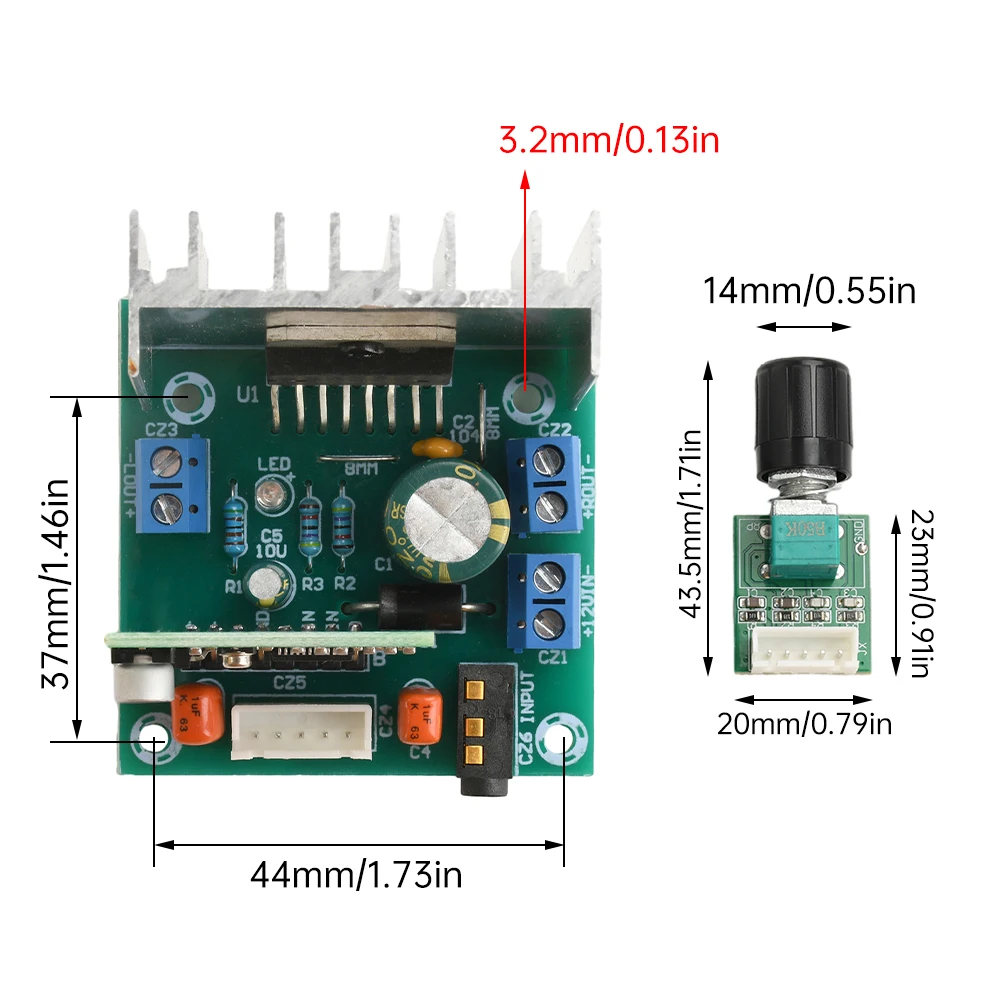 AC/DC 7-12V Modul Amplifier Bluetooth 2.0 Saluran 15Wx2 Modul Amplifier Audio Chip TDA7297 Stereo Hi-Fi