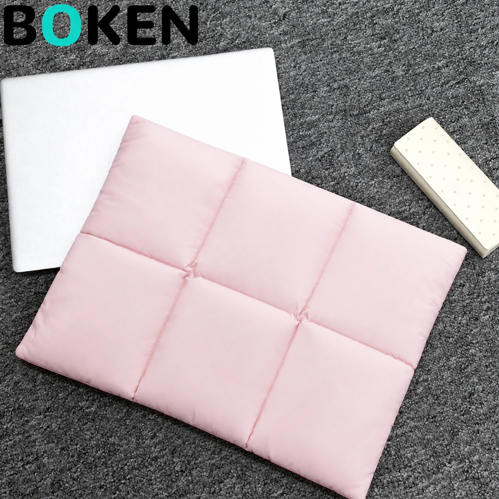 Magnetic Closure Puffy Quilted Laptop Sleeve 13-13.6 15-15.3 Inch for MacBook Air Pro Soft Computer Case for Women Office Travel