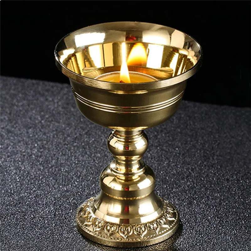 Abkp-banquete de casamento decoração de mesa para casa copo de vela de latão série suporte de lâmpada tibetana budista lâmpada de manteiga de latão