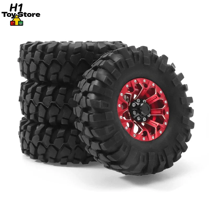 

1/10 Scale RC Crawler Upgrade Set: 1.9 Inch Aluminum Beadlock Rims & 110mm Tires with Foam Universal Rock Terrain Wheel Accesso