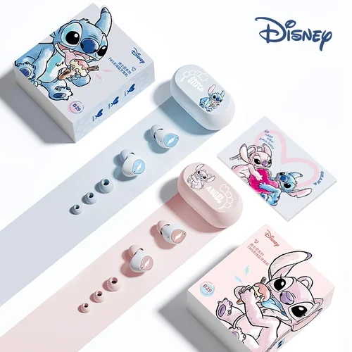 Imagen 2 del producto Disney Stitch Angel Mini auriculares inalámbricos Bluetooth 5,3 D29 estéreo HiFi HD llamada auriculares intrauditivos Larga modo de reposo ropa cómoda