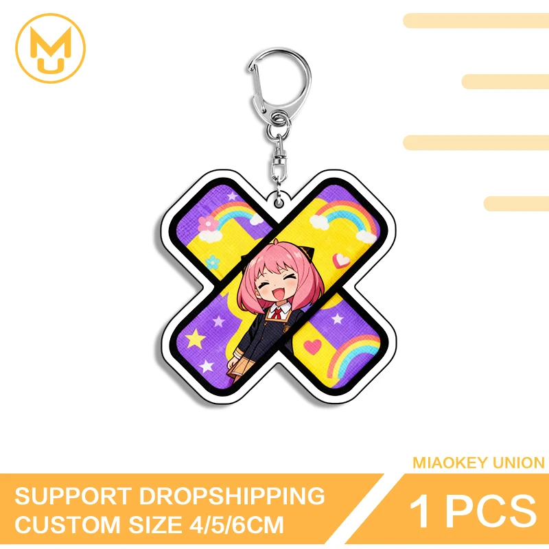 Anya Band Aid Cute Girl Car Keychain High Quality Adorable Acrylic Key Holder Stainless Steel Chain Suitable For Keepsake Gift