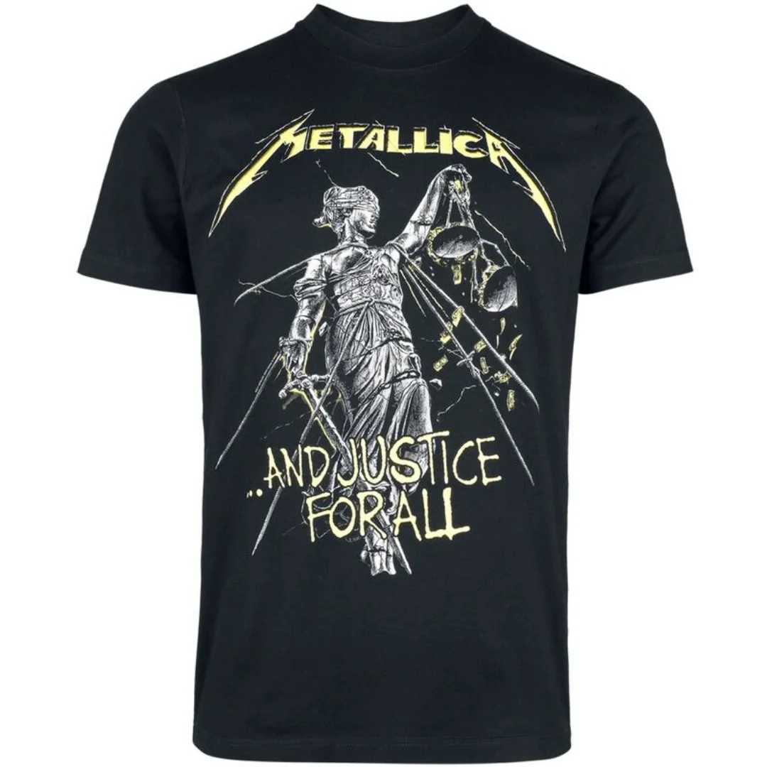 Metallica And Justice For All Double T‑Shirt Men Women Heavy Thrash Metal Band Tee Vintage Album Cover Tracklist Graphic Tops