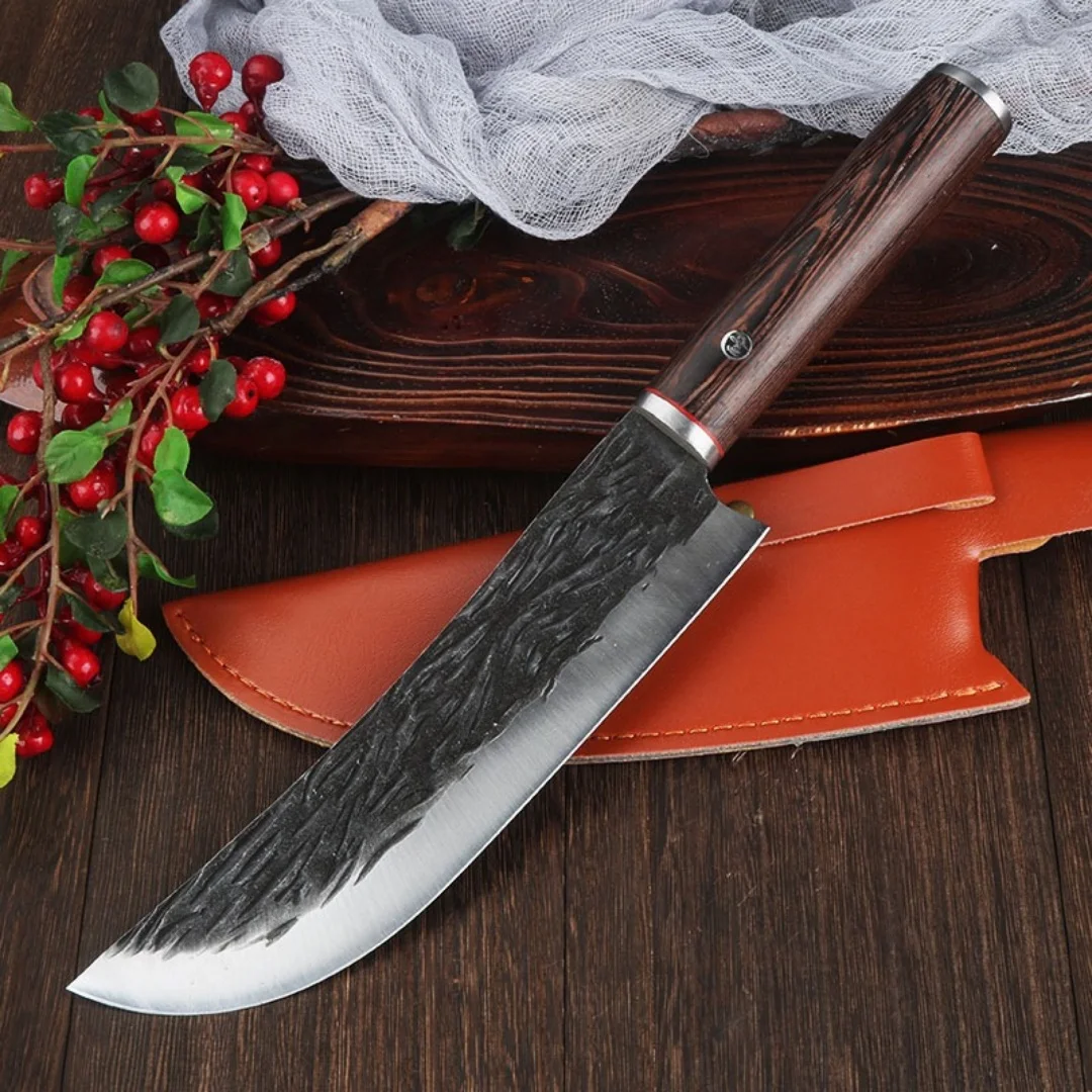 

Нож для обвалки Тесак Нож шеф-повара Нож из нержавеющей стали Деревянная ручка Кухонный нож Нож для барбекю Профессиональный нож ручной работы