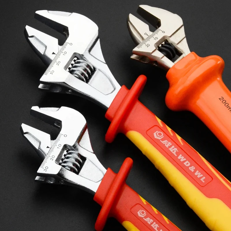 Heavy-duty adjustable wrench, large opening, multi-function, absolutely resistant to high voltage 1000V