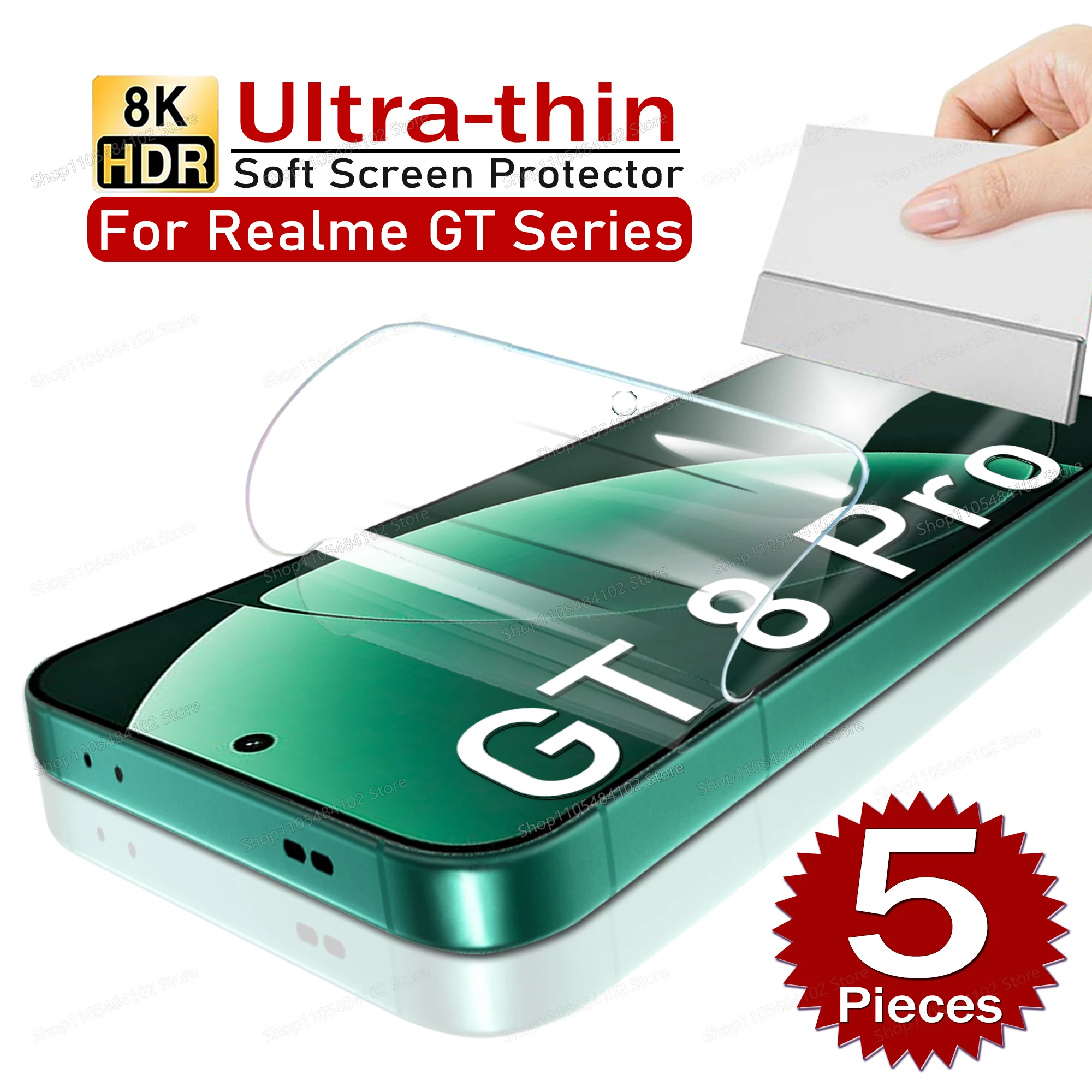 5 Stück ultradünne Hydrogel-Folie für Realme GT 8 7 7T 6T 5 GT7 GT8 Pro Displayschutzfolie für Realme GT NEO 8 7 6 5 SE Master Gel-Folie