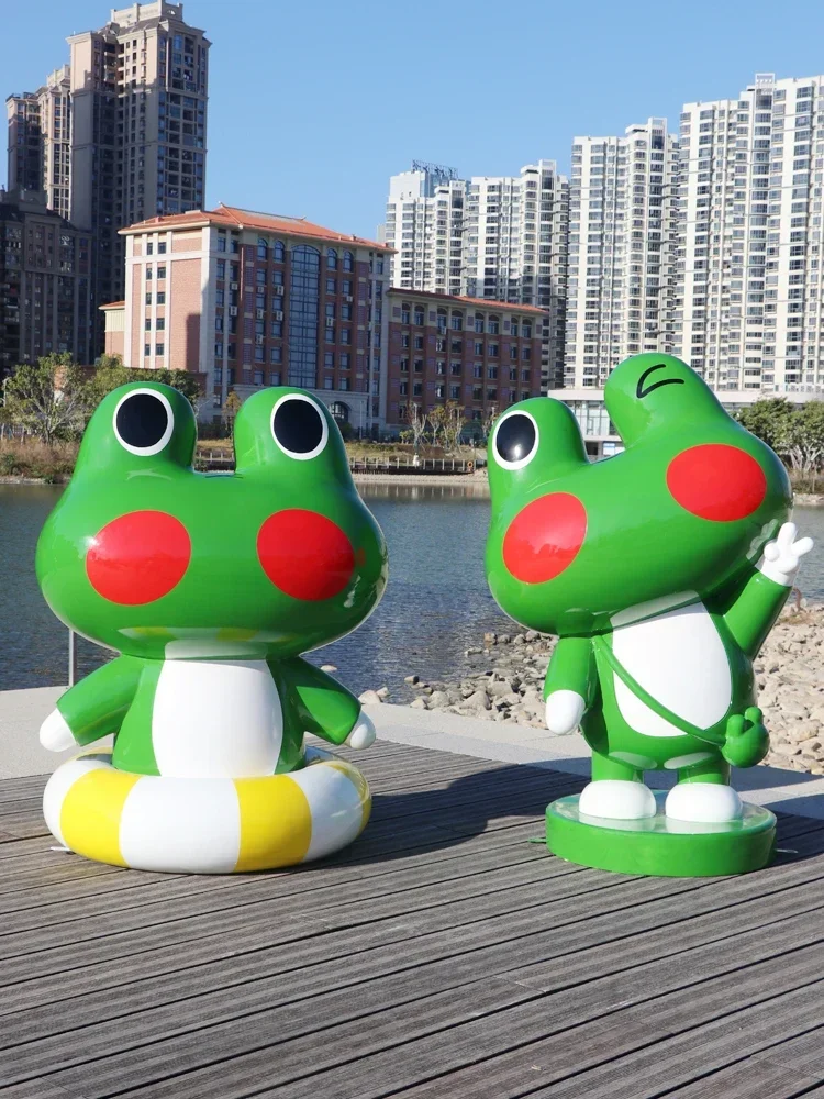 Outdoor Cartoon Frog Model Grp Sculpture Bullfrog Shop Doorway Decoration Big Decorations