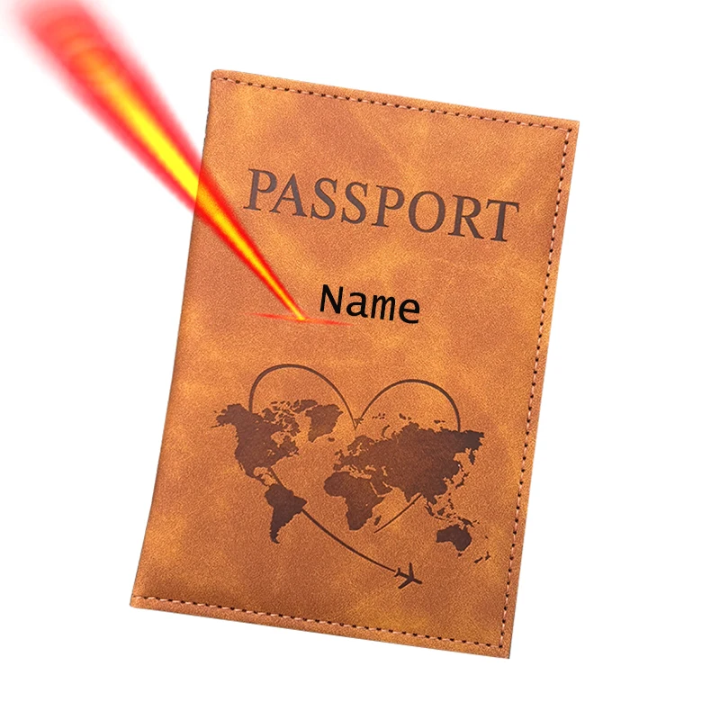 Personalized Name Passport Holder Travel Wallet Engraved Leather Cover Travel Gifts Travel Accessories for Women Men