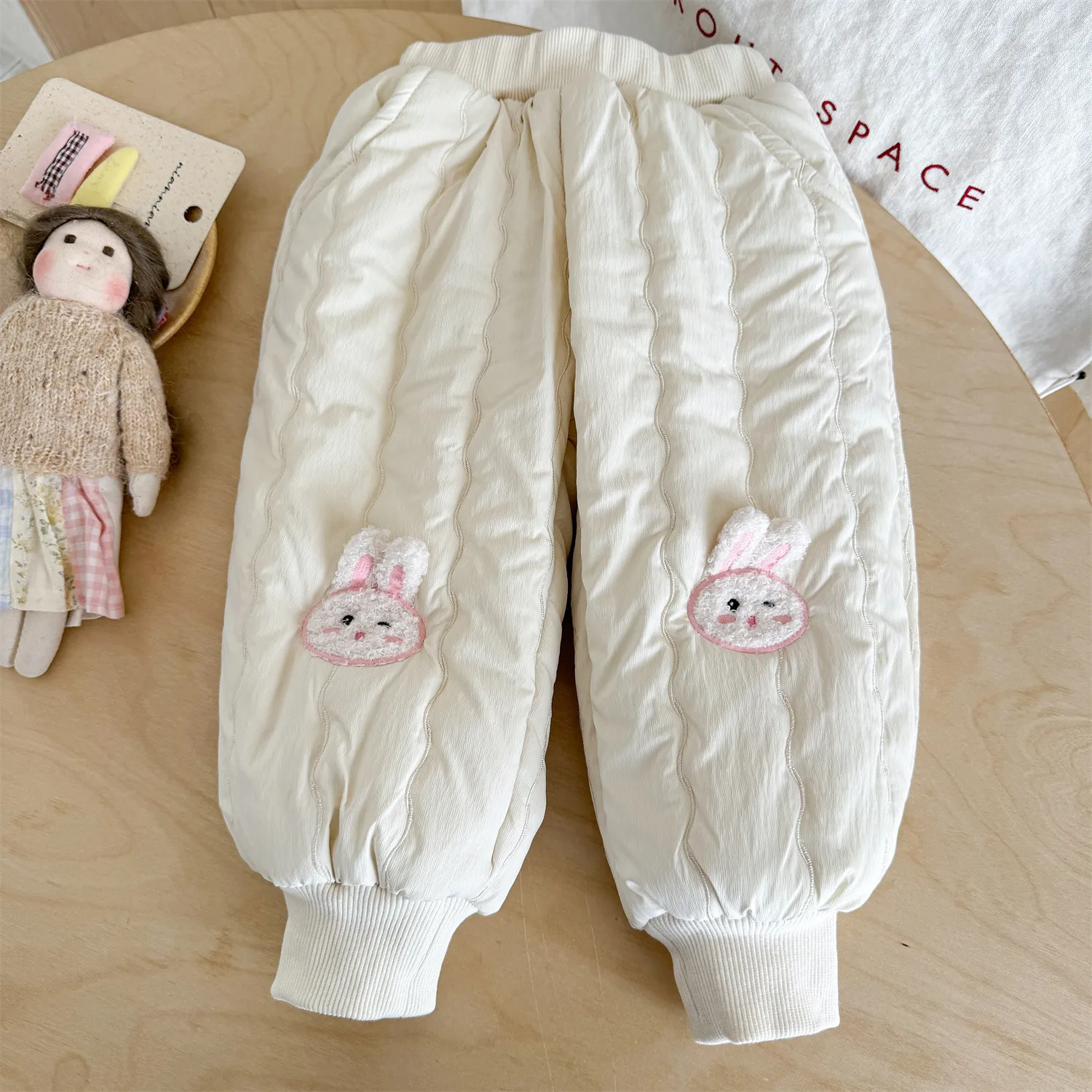 Winter Pants 2025 New Style Baby Plush Cotton Casual Pants Autumn and Winter Leg Binding Children's Cotton