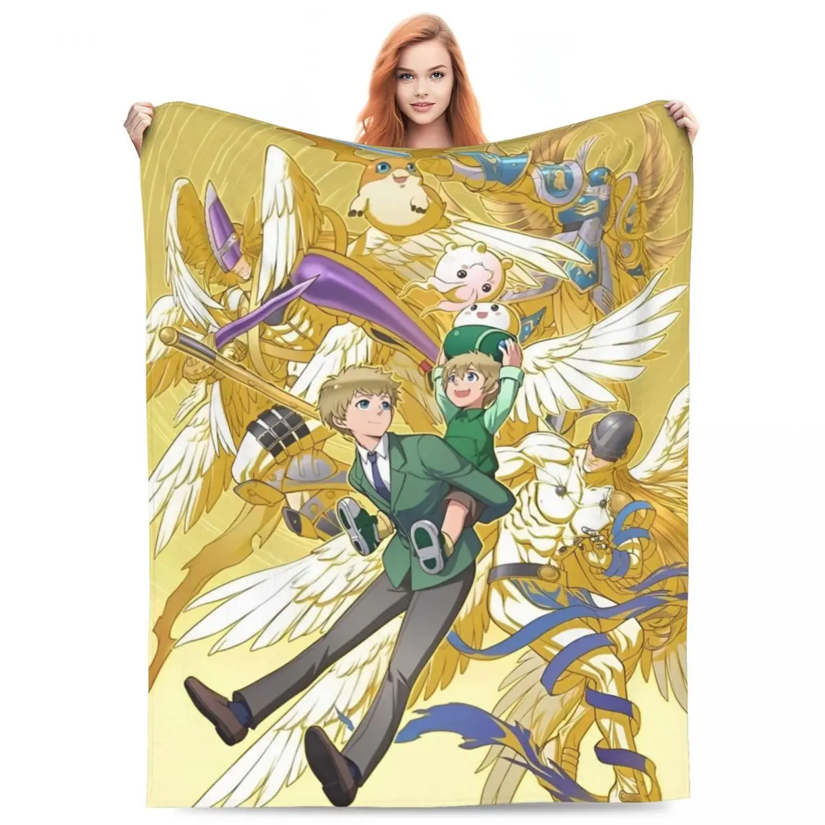 Anime Digimon Adventure Flannel Blanket Warm Bedding Throws for Home Decor Travel Fashion Bedspread Sofa Bed Cover