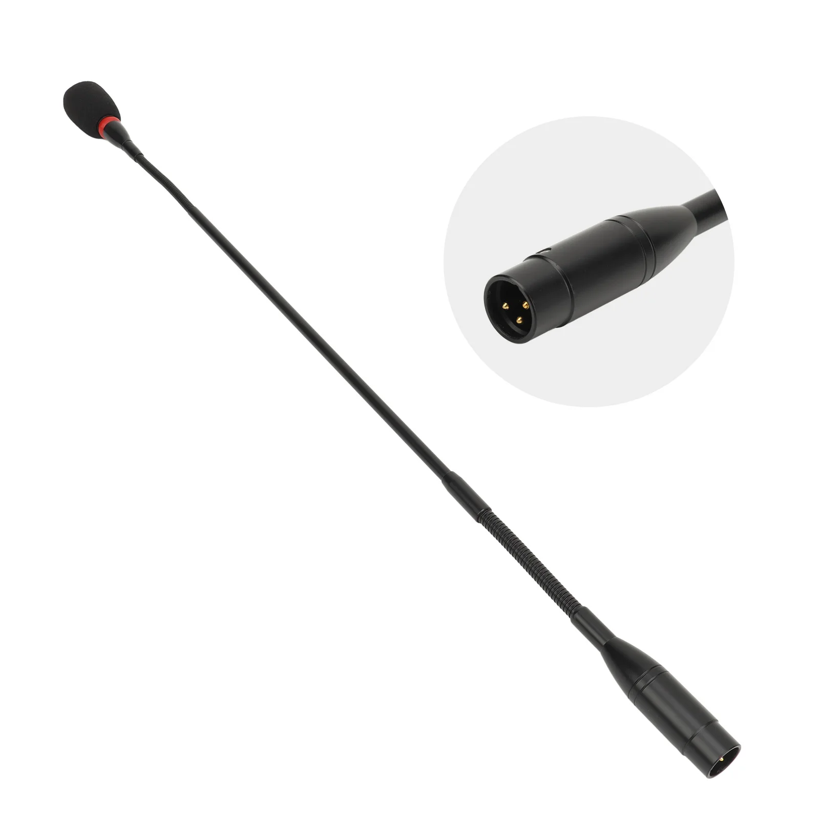 59cm Gooseneck Microphone 3 Pin Straight Plug Flexible with Indicator Windproof Cotton Aluminium Alloy Condenser Microphone