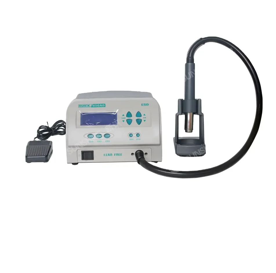 

Quick 856AD Hot Gun Solder Station Iron Hot Air Soldering Lead-free Digital Display Desoldering Station Rework Station