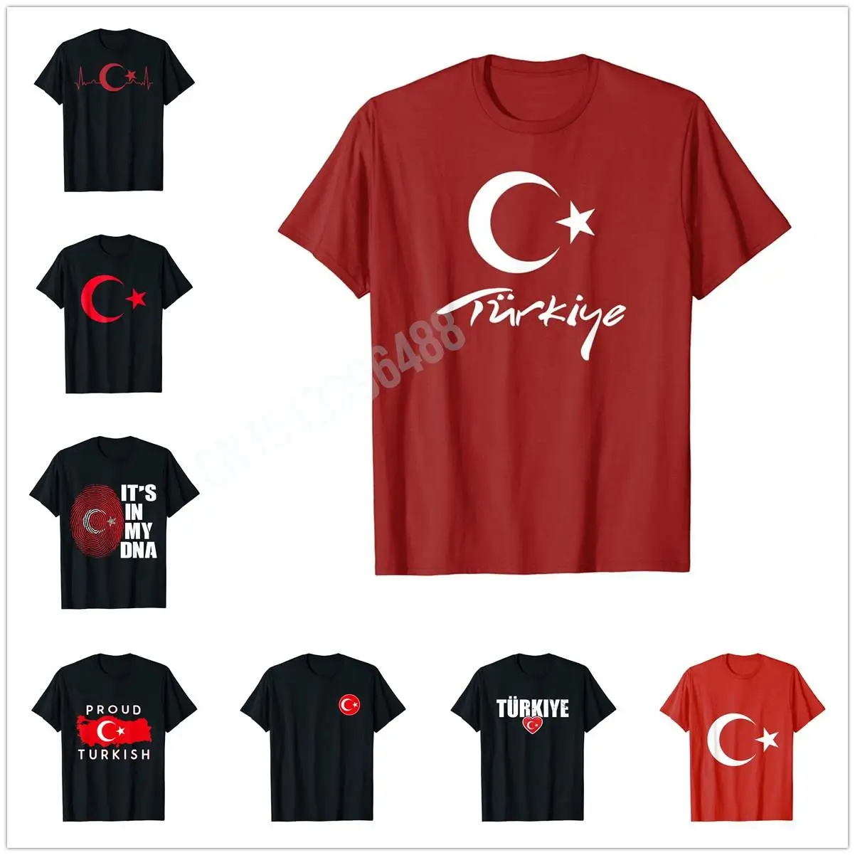 More Design Türkiye Turkey Turkish Flag Patriotic Pride T-Shirt For Men Women T Shirt Tops Cotton Tees