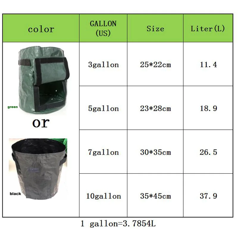 3 5 10 Gallon Potato Plant Grow Planter Bag Diy Pe Jardin Planting Vegetable Gardening Tomato Growing Pots Bag Home Garden Tool
