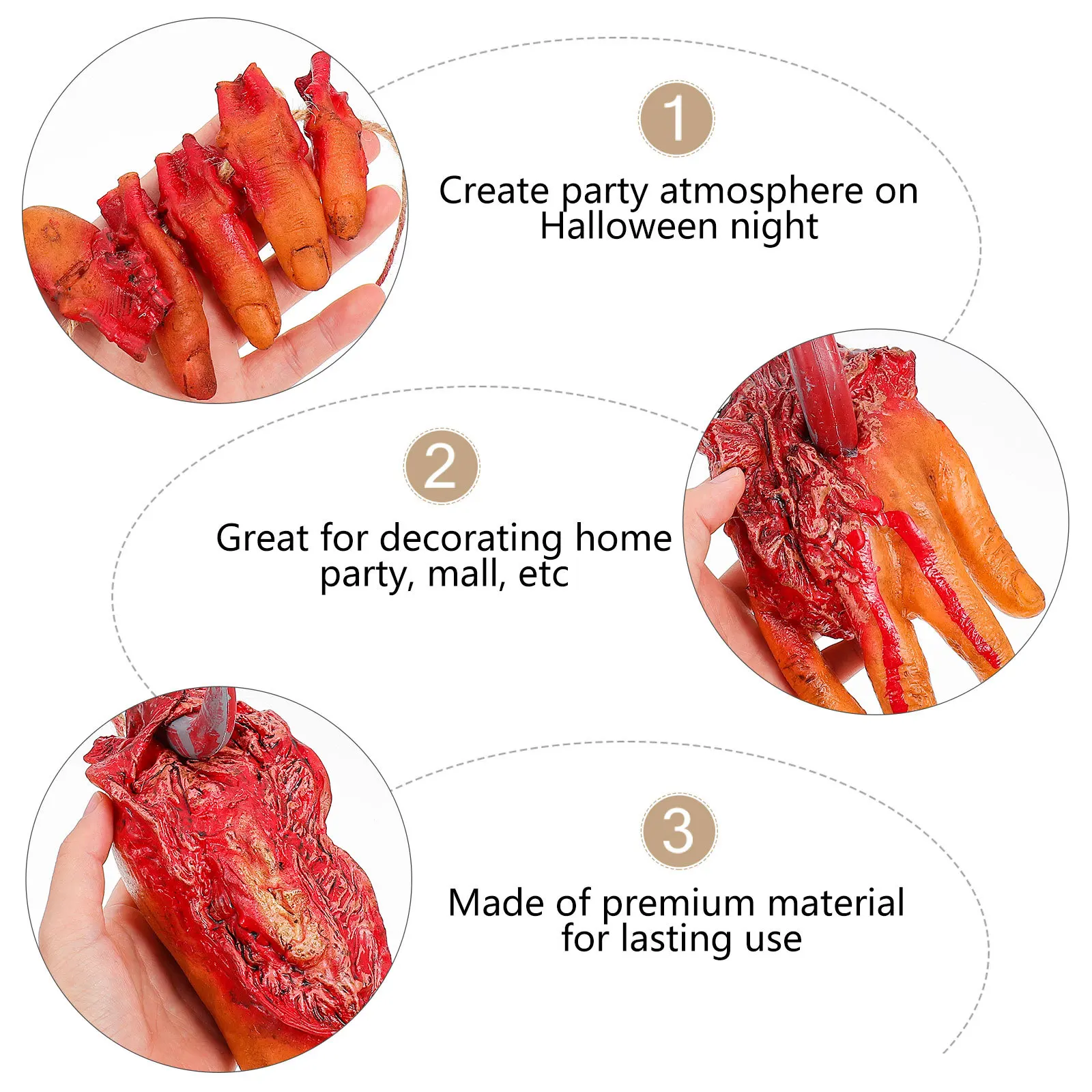 

1Set Broken Body Parts Halloween Decoration Scary Haunted House Prop Realistic Severed Hand Foot Fingers Heart Zombie Party