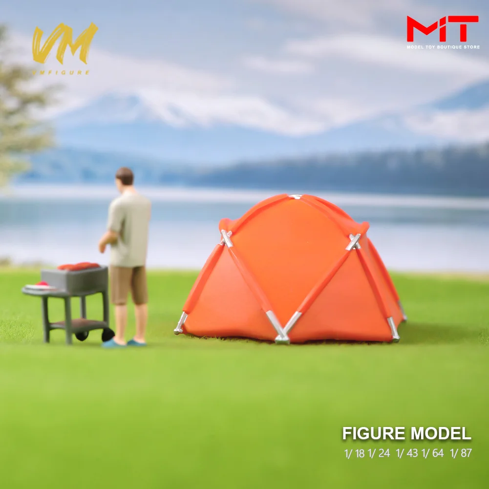 Painted Miniatures 1/87 1/64 1/43 1/24 1/18 Camping Tent Barbecue Man Figure Diorama Mini Doll Model Scene Props Decor Crafts
