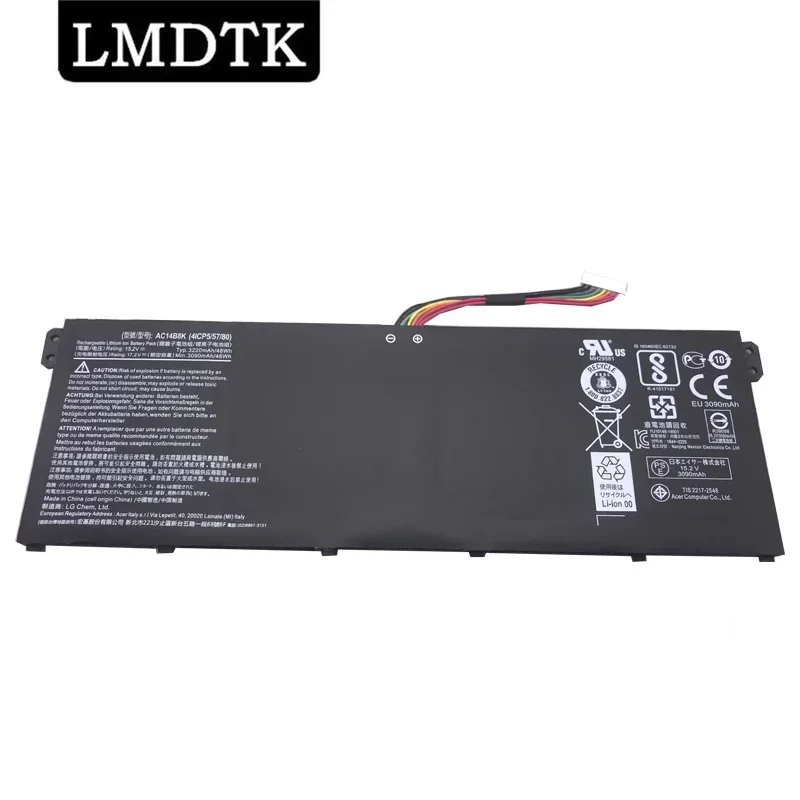 LMDTK 노트북 배터리, Acer Aspire CB3-111 CB5-311 ES1-511 ES1-512 ES1-520 S1-521 ES1-531 731 E5-771G V3-371 48WH, AC14B8K, 신제품